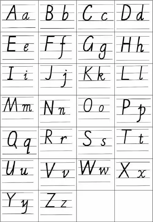 26个英文字母书写标准及练习