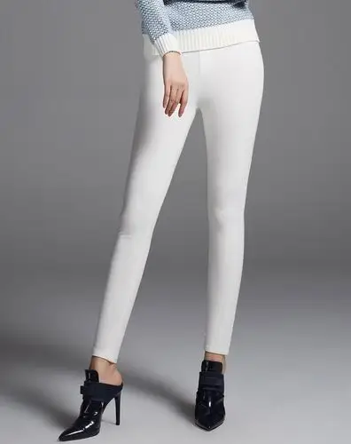 suya女裤专场白色高弹松紧腰打底裤30357512-02a_唯品会