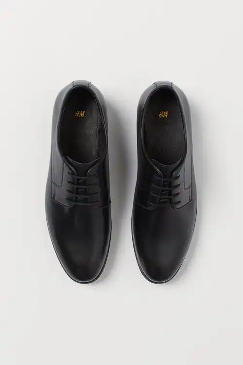 真皮德比鞋 - 黑色| h&m cn