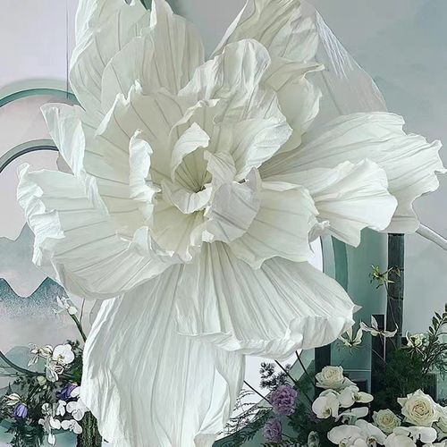 巨型纸花纸艺美塑花大型婚礼背景装饰花手工褶皱纸花橱窗美陈花艺