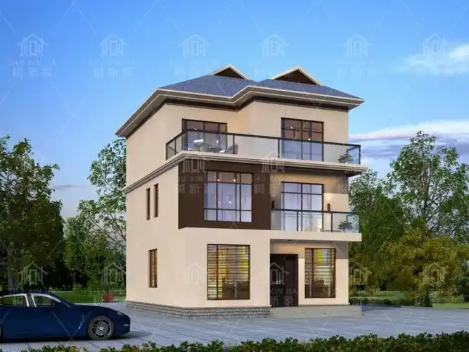 经济实用108平三层小别墅现代中式风含布局