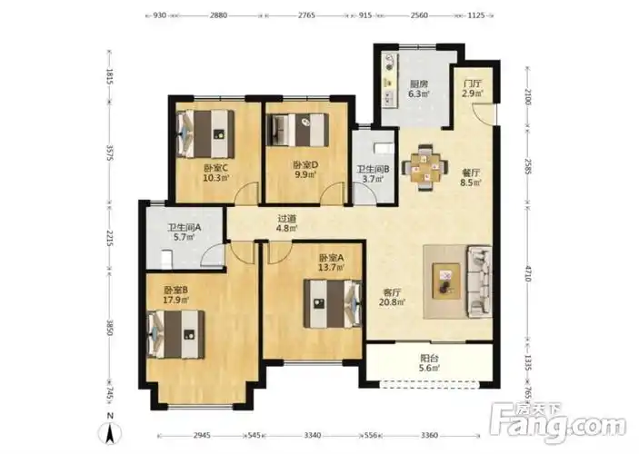 此房坐北朝南格局楼层好视野宽阔采光足