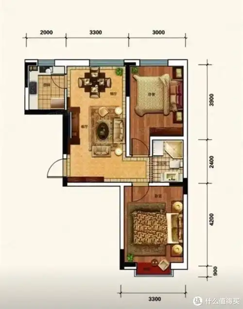 75平两室一厅户型图