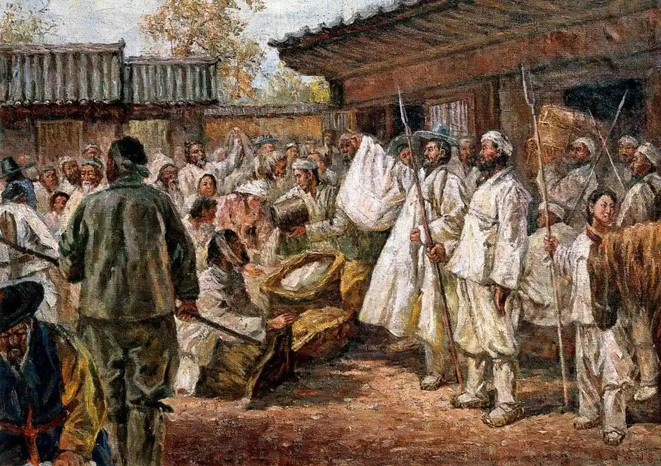 0073 1957年作 农民起义 布面 油画