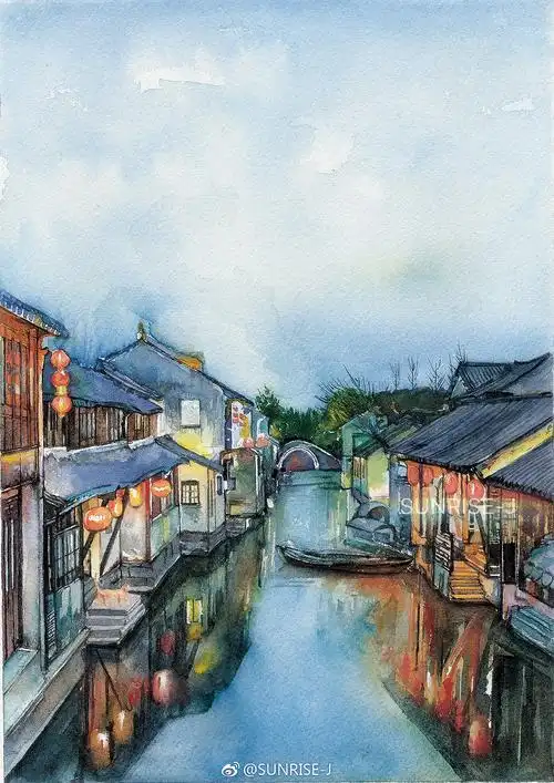 江南水乡系列-水彩|插画|商业插画|文静手绘_原创作品-站酷zcool