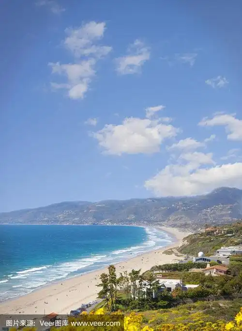 马里布海滩和房屋的景色