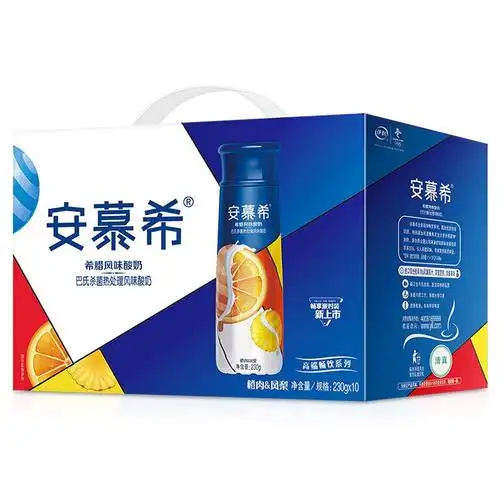 伊利安慕希高端畅饮希腊风味酸奶果肉型橙凤梨味230g10瓶