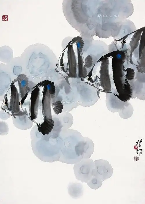 0222 神仙鱼 镜心 设色纸本