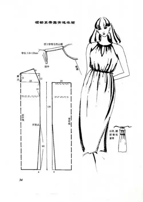 连衣裙纸样,制版,图纸