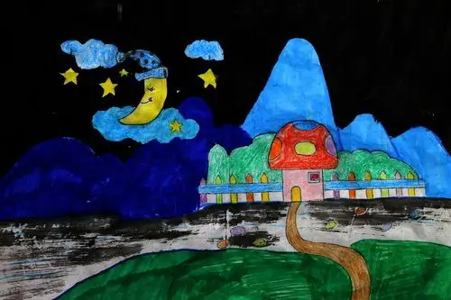 少儿书画作品-夜/儿童书画作品夜欣赏_中国少儿美术教育网