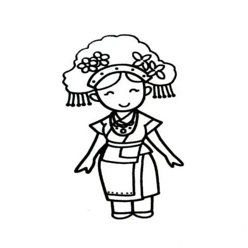 高山族少女简笔画 阿姨简笔画