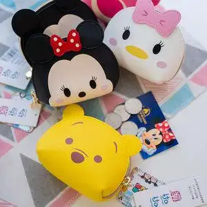 正版仿皮迪士尼零钱包卡通小熊米奇零钱包女小迷你可爱硬币包学生