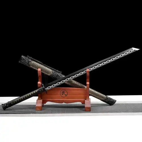 龙泉华影刀剑高锰钢一体剑宝剑防身唐横刀黑今古刀冷兵器未开刃