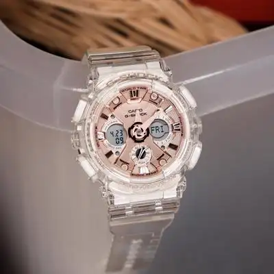 卡西欧gshock潮流透明玫瑰金运动运动防水手表gmas110sr120sr7a日韩