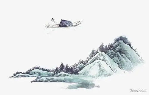 古典中国风山水墨画图png素材透明免抠图片-装饰效果