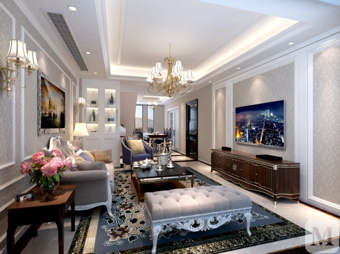 2万6简欧复式装修简约欧式家居设计方案-红凯龙家装效果图