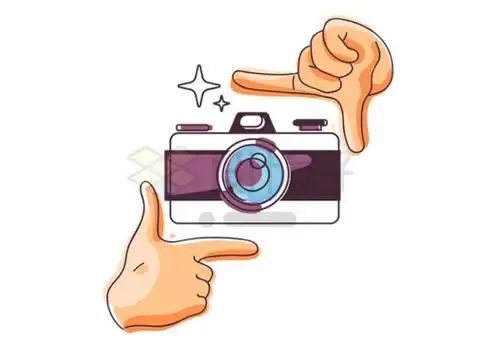 卡通拍照手势和照相机7699058矢量图片免抠素材