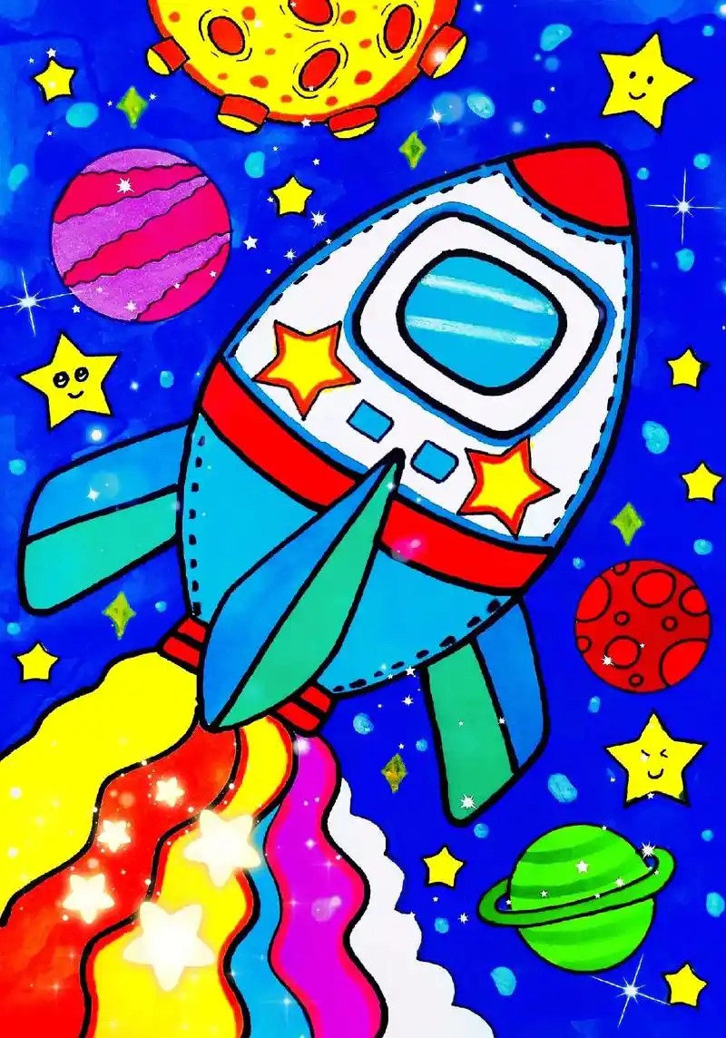 《火箭》儿童主题画.