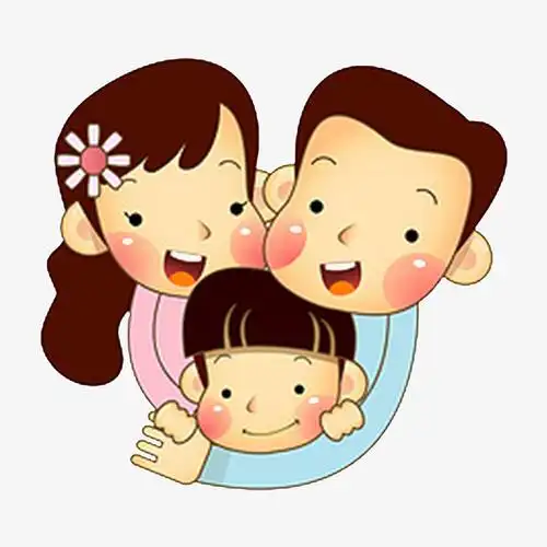 卡通拥抱幸福的一家png