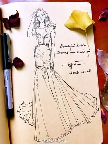 服装设计手稿##速写##插画##时装画##涂鸦# 继续#婚纱##结婚礼服
