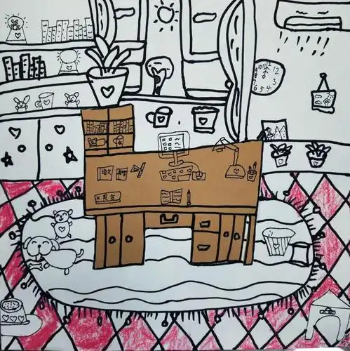 跟我学美术和园校区炫彩印象班(第三次补课)学生作品《我的书桌》