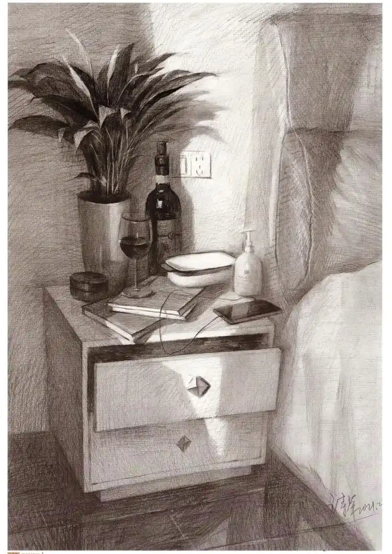 东华服装与艺术设计考研场景类设计素描卧室专题临摹优质素材分享