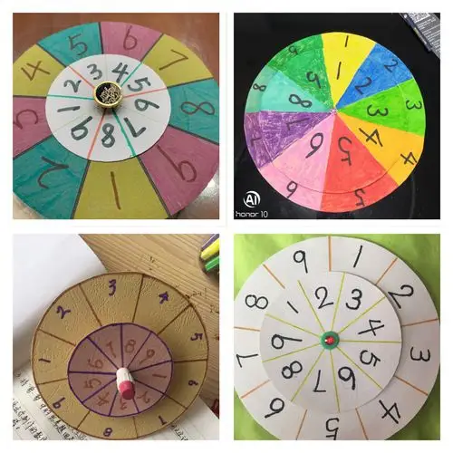 这是孩子们制作的数字转盘,看看他们都是怎么使用的.