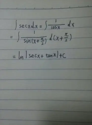 什么函数的导数是secx?