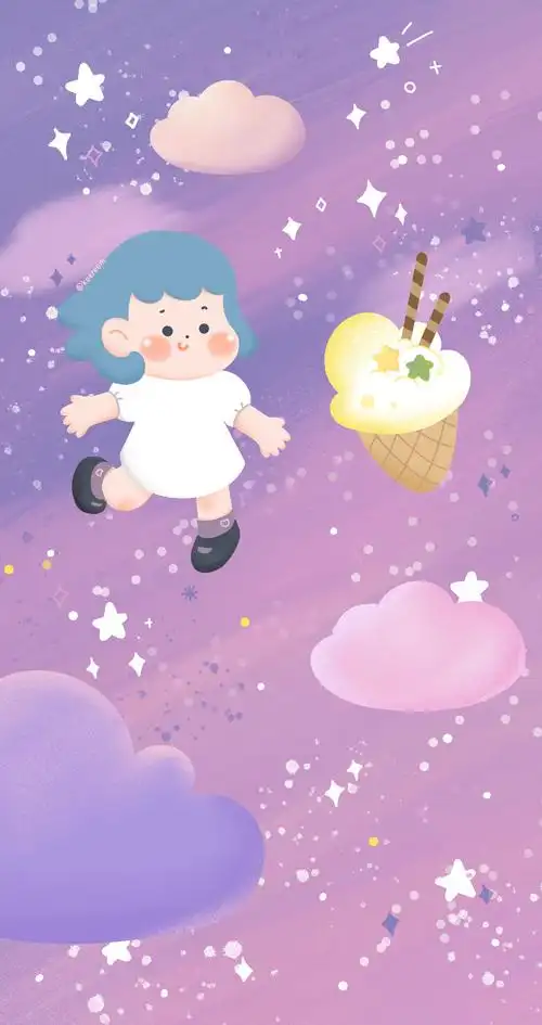 紫色星空梦幻少女插画手机壁纸_卡通_手机壁纸下载_美桌网