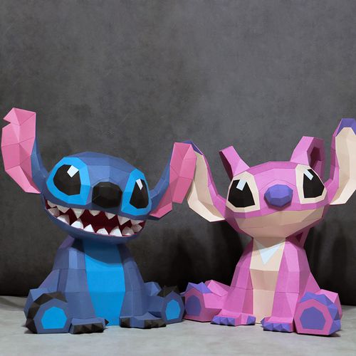 40厘米高 史迪仔安琪动漫周边手工diy纸模型落地立体纸艺摆件