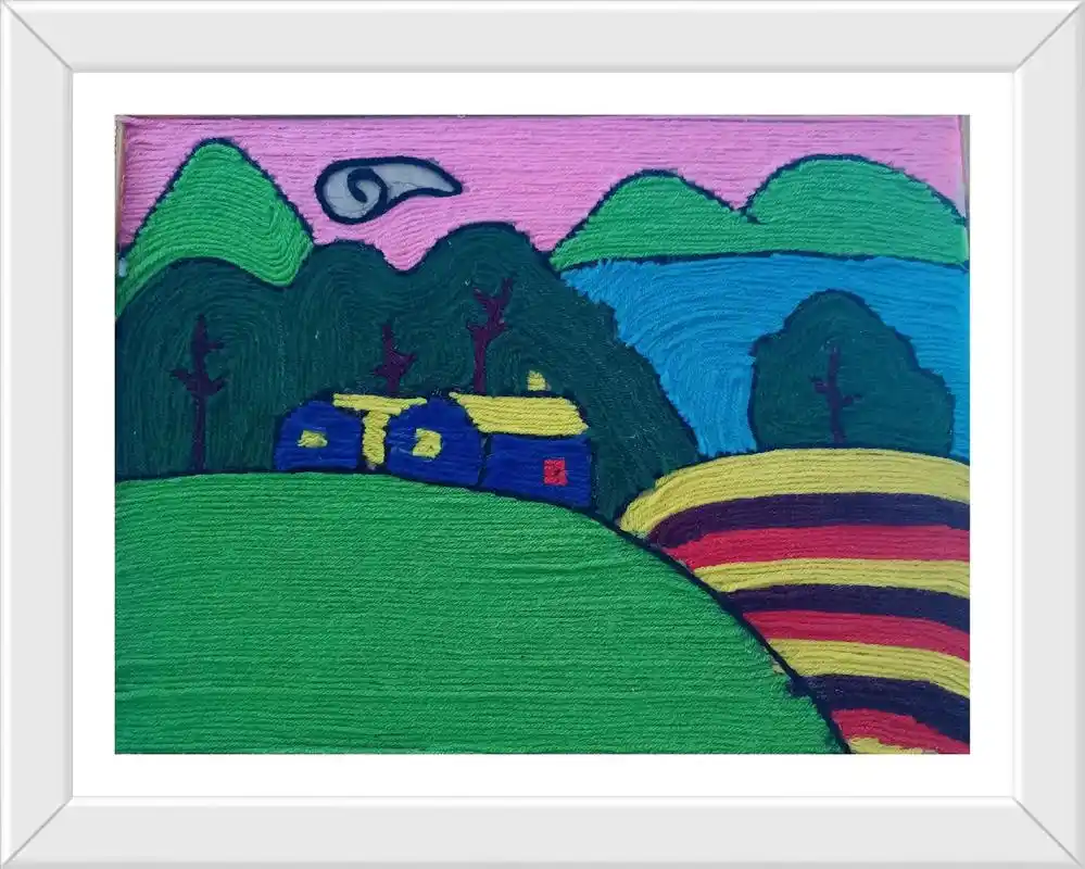 学生优秀作品毛线贴画9191919595 - 抖音