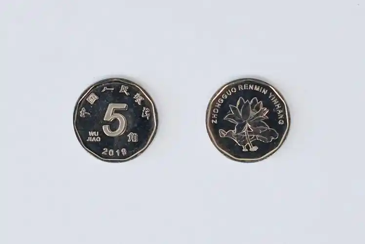 2019年版第五套人民币5角硬币正反面(8月30日摄).
