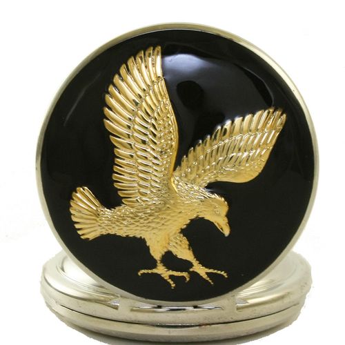 ogle复古翻盖3d立体金雄老鹰一展宏图夜光镂空男女老人机械怀表