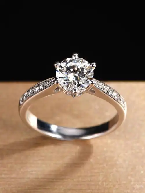 正品白金女款3克拉铂金pt95018k莫桑皇冠六爪戒指