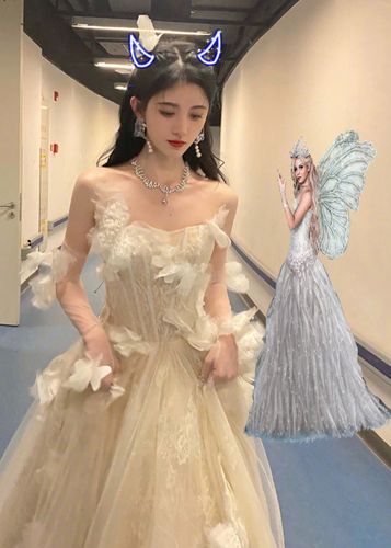 一字领连衣裙高端主持人宴会晚礼服裙气质仙女抹胸网纱裙子生日