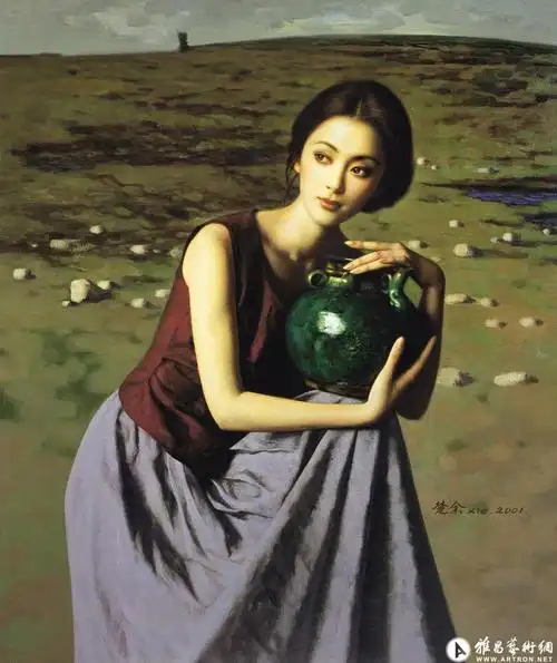 抱瓶子的女人(绘画欣赏)转