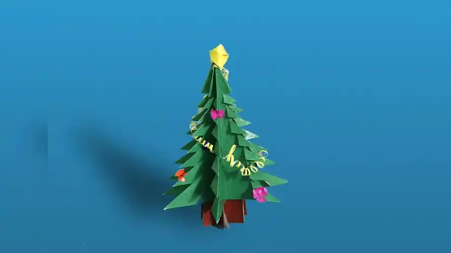 超级简单圣诞树折纸,收起来和孩子一起做吧,立体感爆棚的圣诞树