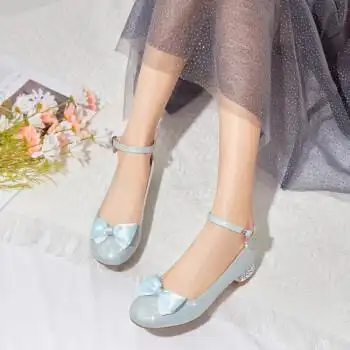 儿童高跟鞋女童蝴蝶结单鞋小公主钢琴表演出鞋女孩生日礼服鞋主持走秀