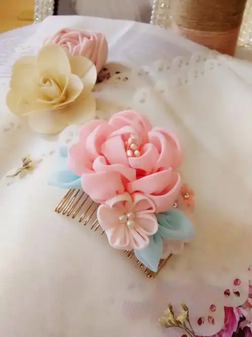 纯手工花朵发梳 原创小发饰