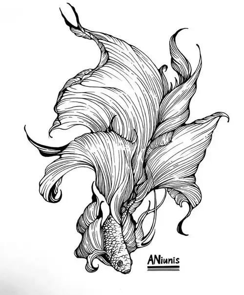 黑白图形创意单体—金鱼元素