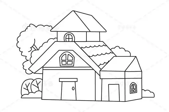 别墅简笔画画法画别墅房子简笔画欧式别墅简笔画儿童简笔画农村房子和