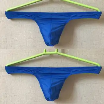 新品2条男士低腰小三角内裤窄边性感性感低腰丁裤男半透明速干凸内裤