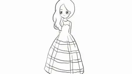 女孩侧面简笔画全身大人