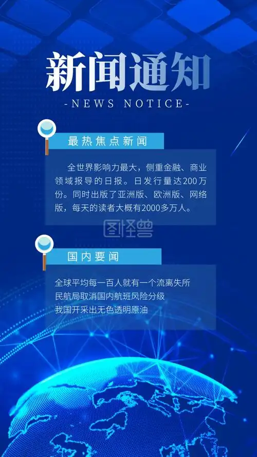 新闻通知最热焦点资讯蓝色大气摄影图海报