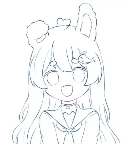 【黑白线稿】动漫人物线稿,女生漫画线稿