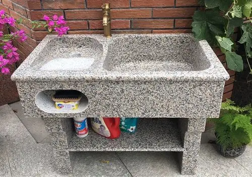 大理石洗衣池带搓衣板庭院室外洗衣池整石阳台家用水池单池洗衣槽