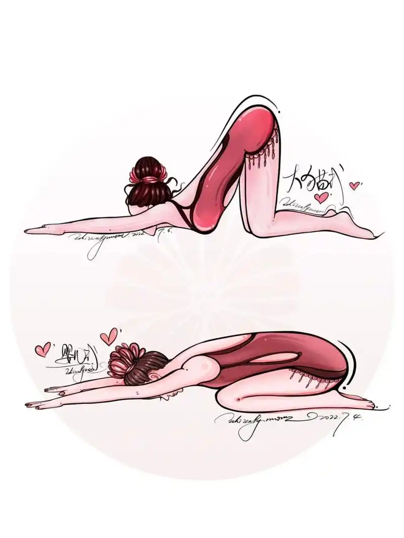 肩颈# #笔记灵感# #手绘瑜伽插画# #改善圆肩驼背# #大猫伸展式# 大