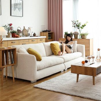 小户型网红款现代简约客厅直排羽绒沙发组合18米双人位脚踏海绵座包