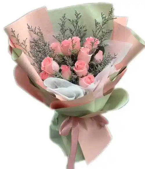 鲜花速递情人节鲜花11朵粉玫瑰-花店鲜花