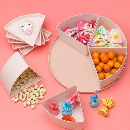 糖盒客厅卡通可爱家用坚果糖果盒干果盒客厅分格糖盒零食盘带盖花生